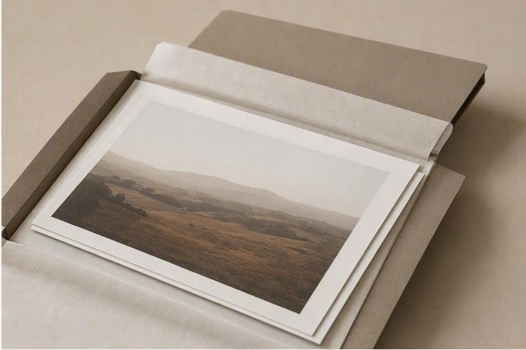 Protective glassine sleeves, archival tissue and rigid postal tube packaging