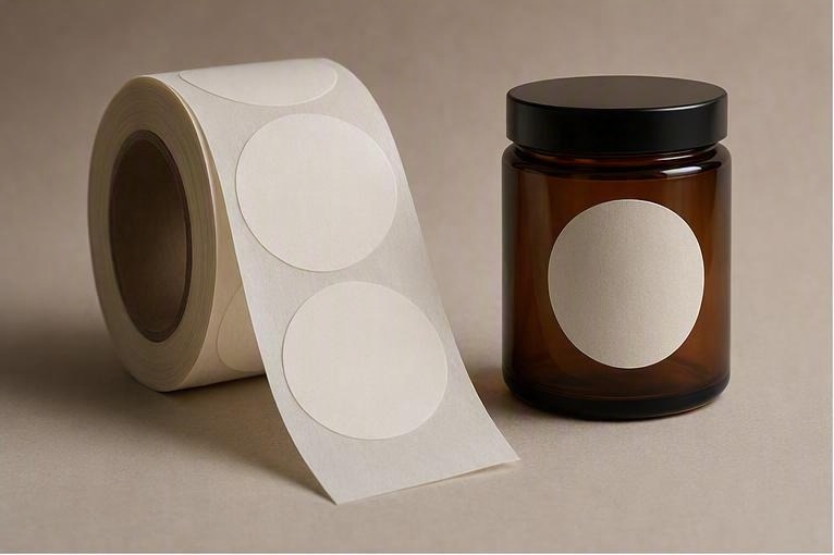 Die-cut label stock with clean peel edge