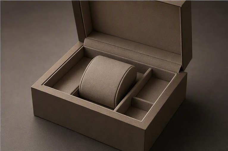 Watch presentation box with separate accessory recess