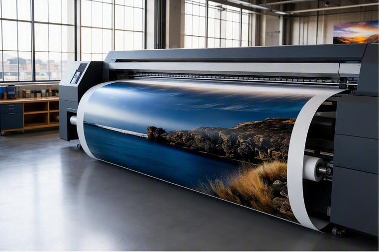 Large-format printer producing a retail display graphic