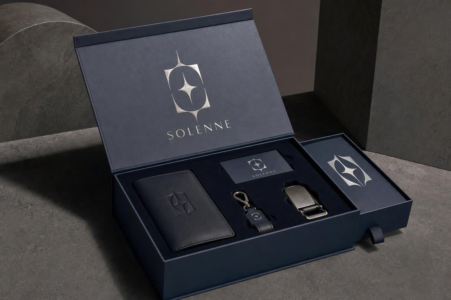 Packaging concept for premium rigid boxes